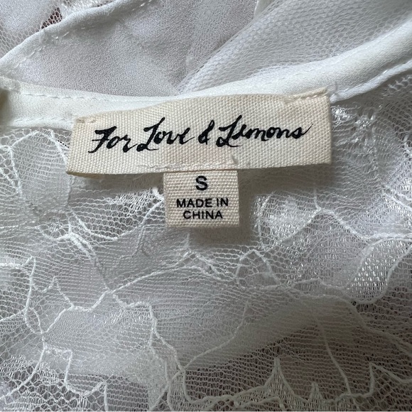 For Love & Lemons white Cosmic stars Ruffle Tiered Lace Mini Dress size small - Picture 7 of 7